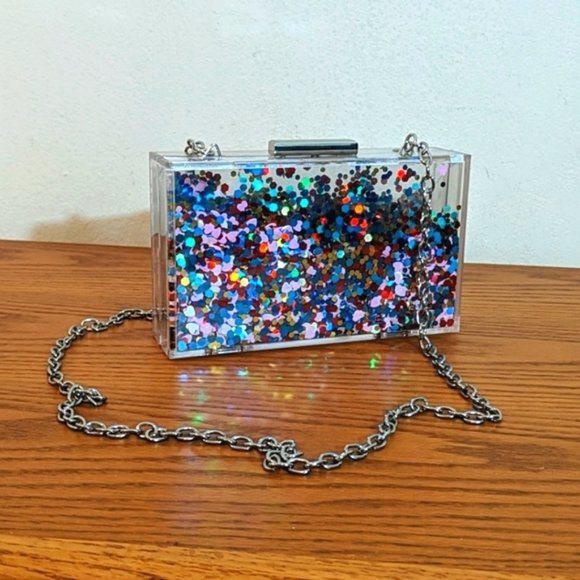 Handbags - Clear Acrylic Confetti Purse